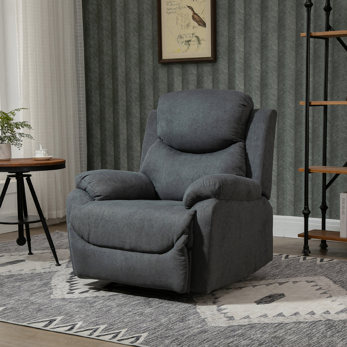 HOMCOM Sessel mit Liegefunktion für Wohnzimmer, 150° neigbar, Leinenoptik, Dunkelgrau – Produktabbildung 2