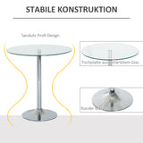 HOMCOM Runder Esstisch mit Glastischplatte, Metallgestell, Silberfarben – Produktabbildung 4