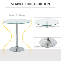 HOMCOM Runder Esstisch mit Glastischplatte, Metallgestell, Silberfarben – Produktabbildung 4