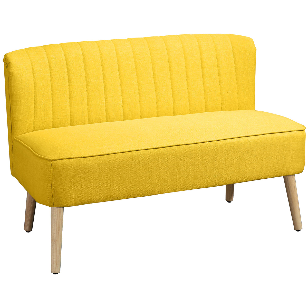 HOMCOM 2-Sitzer Sofa, weiche Polsterung, pflegeleichter Bezug, bis 220 kg, 117 x 56,5 x 77 cm, Gelb