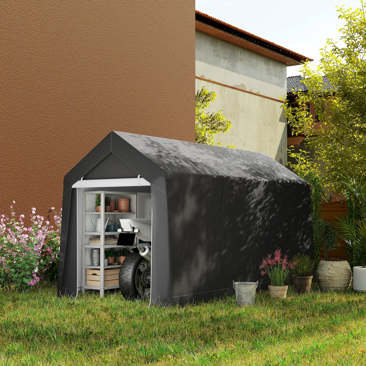 Outsunny Wetterfestes Gartenzelt, UV-beständig, Belüftungsfenster, Stahlrahmen, 210x360x235 cm – Produktabbildung 2