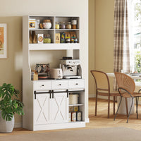HOMCOM Küchenschrank mit Regalen, Schränken, Schubladen und Ablagefläche, Bauernhaus-Flair, verstellbare – Produktabbildung 8
