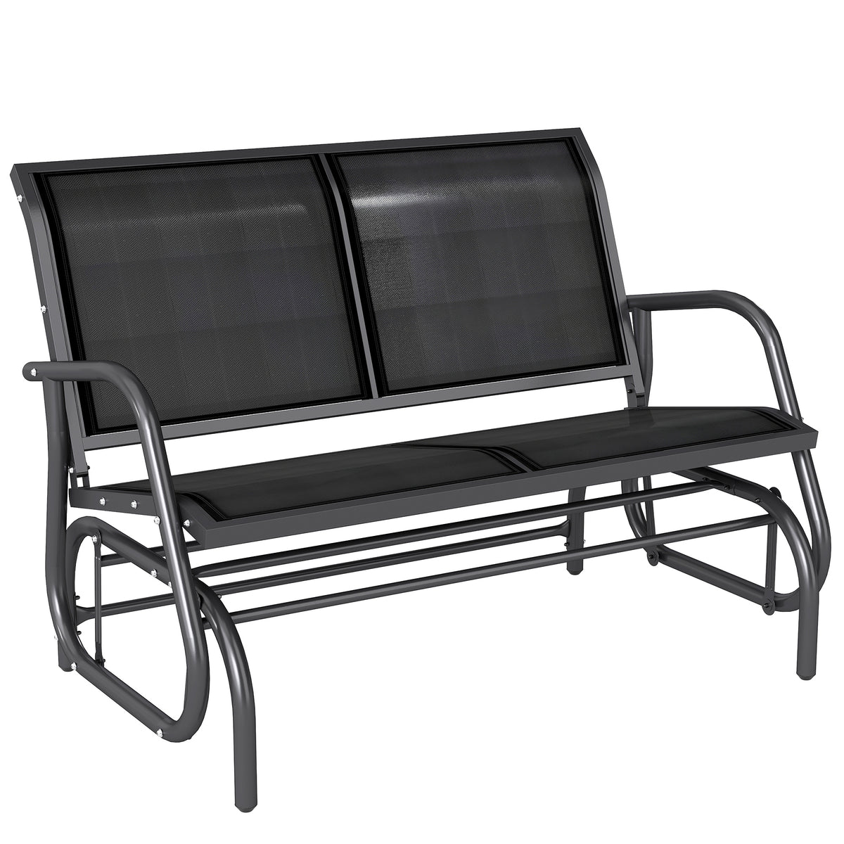 -Sitzer Schaukelstuhl Gartenbank mit Schaukelmechanismus bis 200 kg belastbar 120 x 70 x 85 cm Schwarz