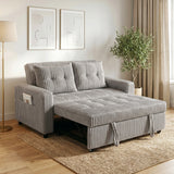 HOMCOM 2-Sitzer Sofabett, Cordbezug, zum Schlafsofa umwandelbar, 2 Kissen, Seitentaschen, 157 x 190 cm – Produktabbildung 2