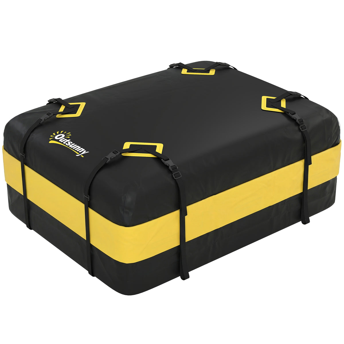 Outsunny Wasserdicht Dachbox Auto 425L für Fahrzeugdächer mit/ohne Gepäckträger Gepäckbox mit 8 Verstärkte
