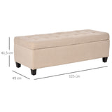 HOMCOM Polsterbank mit Stauraum, Knopfheftung, bis 120 kg, 125 x 49 x 41,5 cm, Beige – Produktabbildung 3
