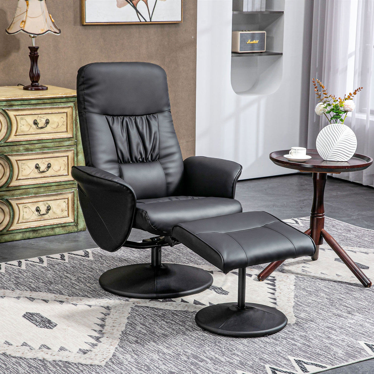 HOMCOM 2-teiliges Sessel-Set Sessel mit Fußhocker Relaxsessel mit Fußhocker, höhenverstellbar, neigbare – Produktabbildung 2