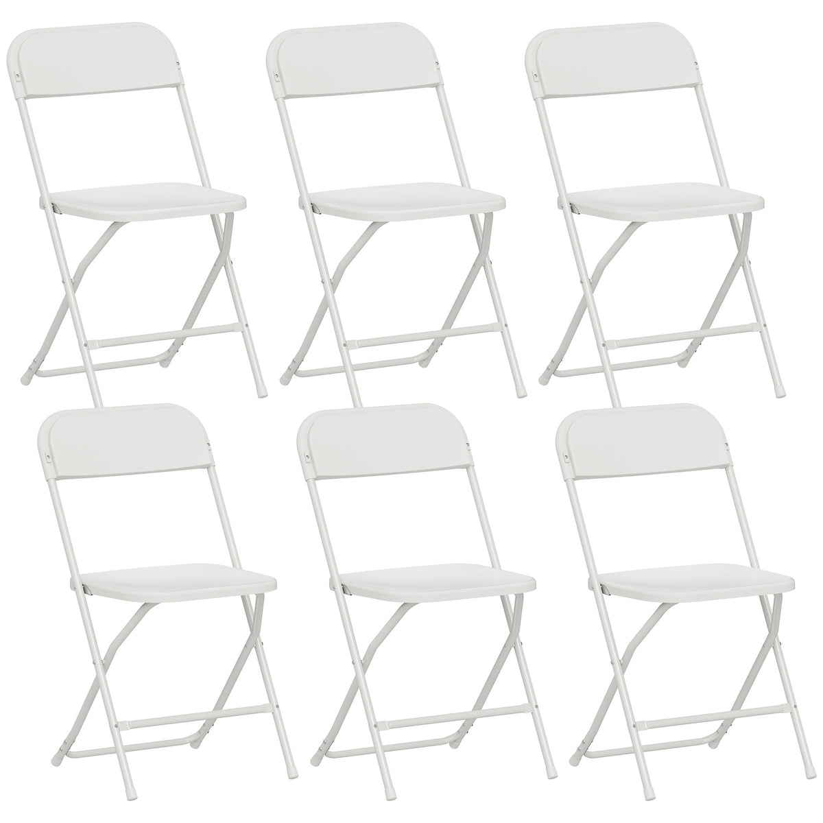 HOMCOM 6er-Set Klappstühle, faltbare Stühle mit Ablauflöchern, Stahlrahmen, vielseitig einsetzbar, Weiß