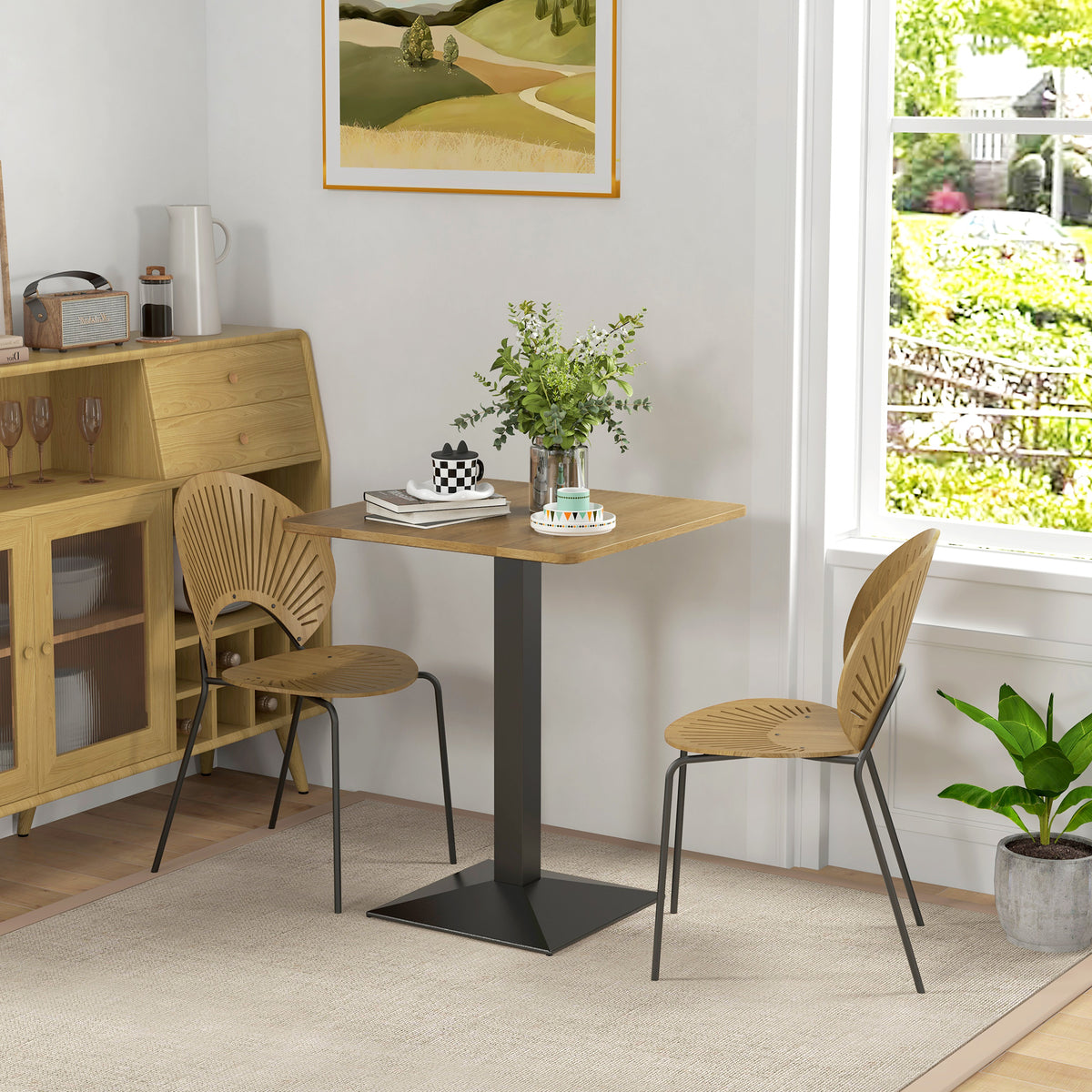 HOMCOM Esstisch Quadratischer Küchentisch für 2 Personen Esszimmertisch mit Holzoptik Stahlbasis 70 x 70 – Produktabbildung 2