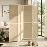 HOMCOM Paravent mit 4 Paneelen, faltbare Trennwand aus handgeflochtenem Bambus, 180 x 180 cm, Natur – Produktabbildung 9