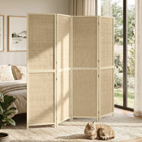 HOMCOM Paravent mit 4 Paneelen, faltbare Trennwand aus handgeflochtenem Bambus, 180 x 180 cm, Natur – Produktabbildung 9