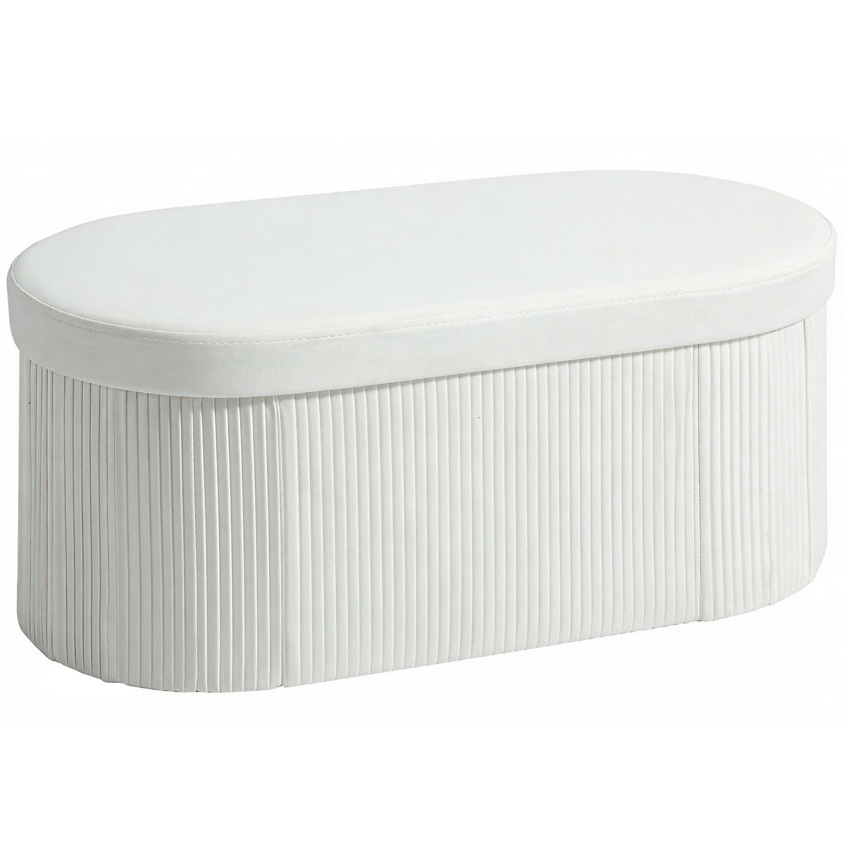 HOMCOM Sitzbank mit Stauraum Klappbar Polsterbank mit Samt-Optik für Wohnzimmer 76 x 38 x 35 cm Creme