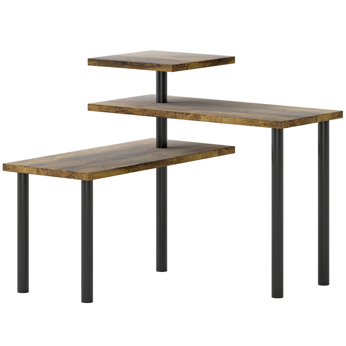 HOMCOM Küchenregal, Drehbar Mikrowellenregal mit 3 Ebenen, Industrielles Standregal Metall, 40 x 18 x 36,5 cm