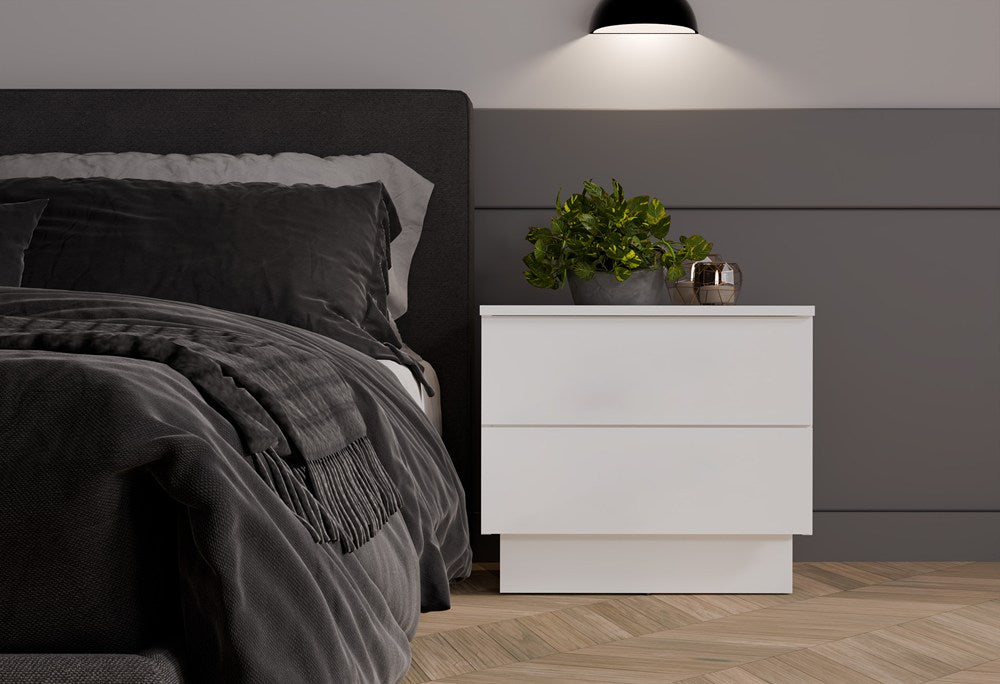 Nachttisch AMBER 2S 2 Schubladen fürs Schlafzimmer WEISS – Produktabbildung 2