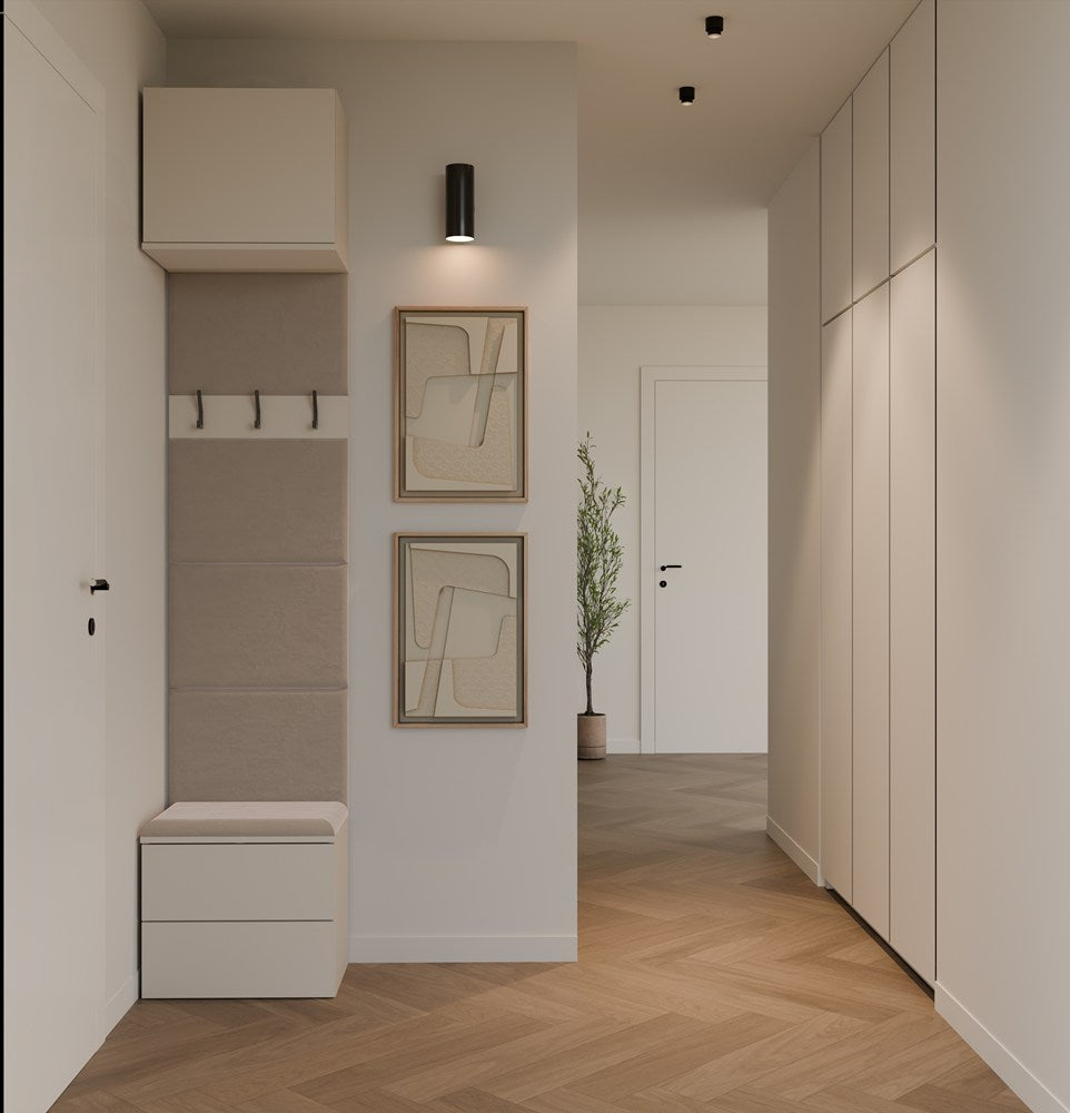 Garderobe HAGA 1W2S Kleiderpaneel 2 Schubladen für Flur KASCHMIR BEIGE 238x50x35 – Produktabbildung 2