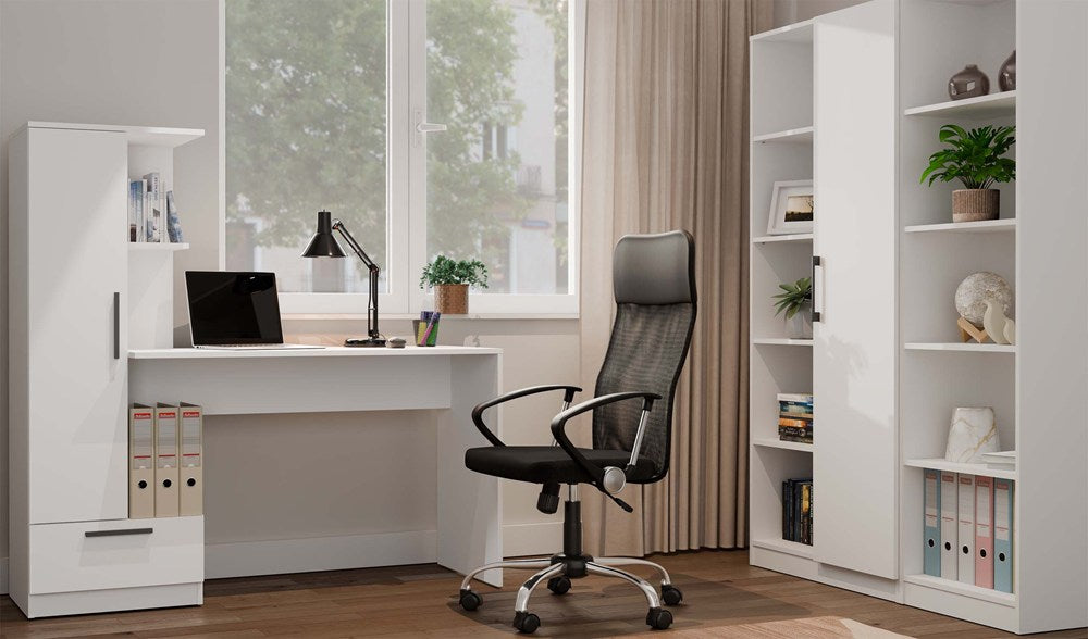 Set Schreibtisch + Regal COSMO WEISS – Produktabbildung 3