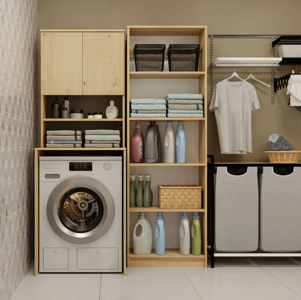 Badezimmerschrank POLA MULTI über Waschmaschine Hochschrank Regal EICHE ARTISAN – Produktabbildung 2