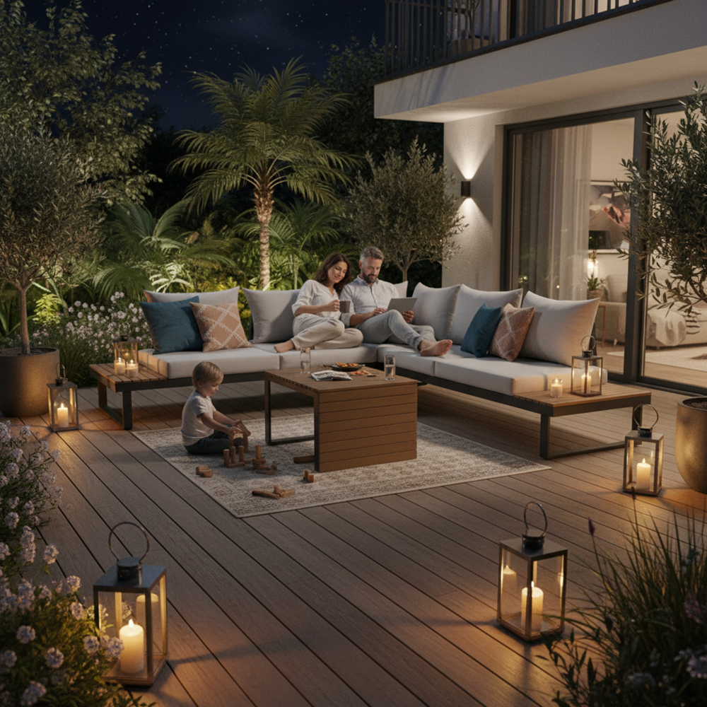 Gartenmöbelset MARBELLA mit Ecksofa und Tisch GRAU – Produktabbildung 4