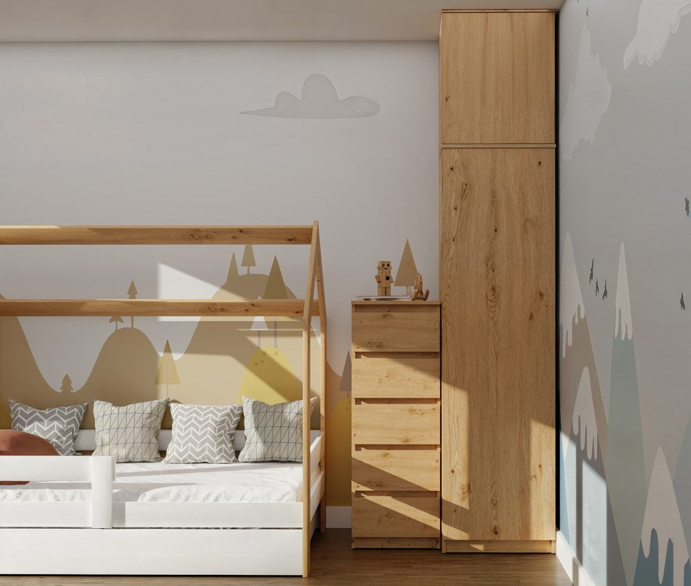 Kleiderschrank mit Aufsatz SD-50 Türen Ablagen EICHE ARTISAN für Garderobe Zimmer Büro – Produktabbildung 2