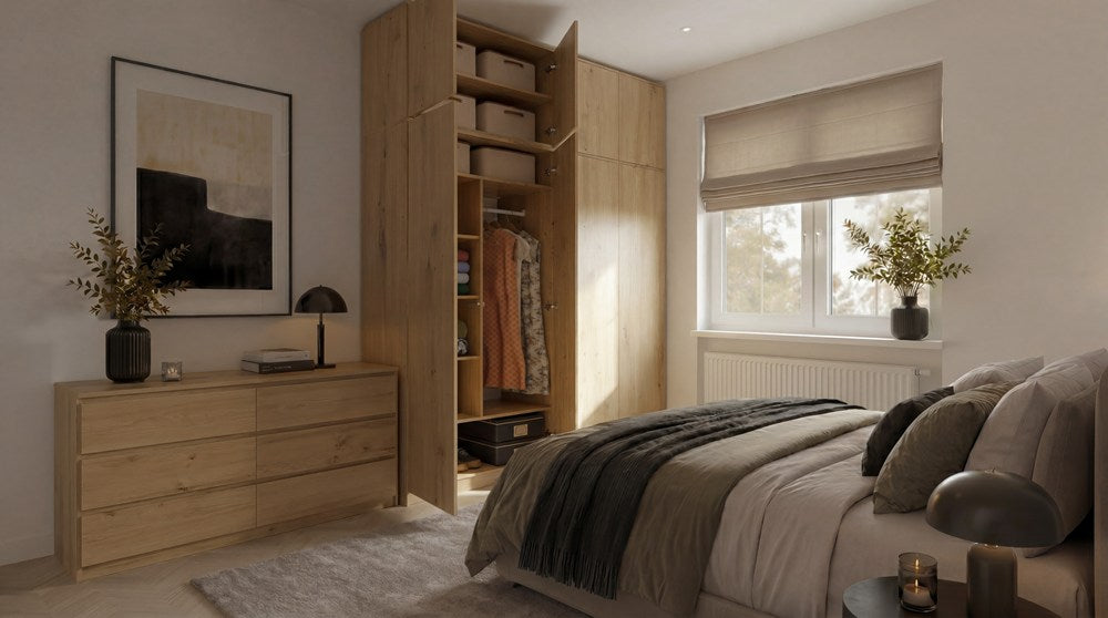 Kleiderschrank mit Aufsatz SD-90 Türen Ablagen EICHE ARTISAN für Garderobe Zimmer Büro – Produktabbildung 2