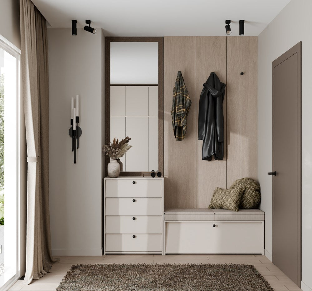Schuhschrank LOKA KASCHMIR BEIGE 4 Klapptüren 66 cm für Flur – Produktabbildung 2