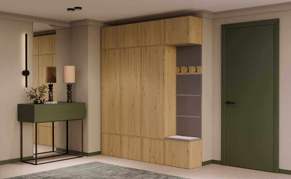 Garderobe HAGA IV/3Sz1W EICHE ARTISAN 3x Schrank + Kleiderpaneel – Produktabbildung 2