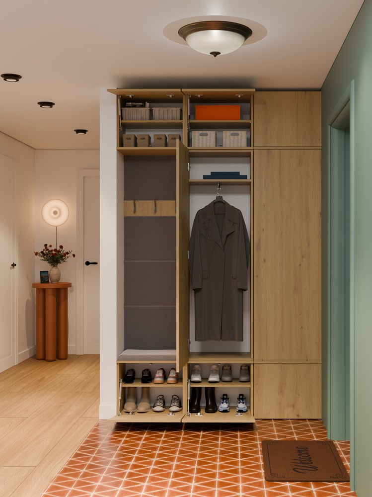 Garderobe HAGA III/2Sz1W EICHE ARTISAN 2x Schrank + Kleiderpaneel – Produktabbildung 3