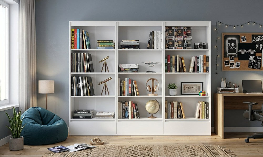 Büroregal Set 3x PALERMO Schrank 3 Schubladen 12 Ablagen für Büro WEISS – Produktabbildung 2