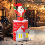 Outsunny Aufblasbare Weihnachtsdekoration, Weihnachtsmann in Schornstein, LEDs, Gebläse – Produktabbildung 10