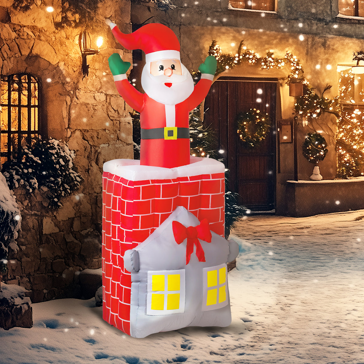 Outsunny Aufblasbare Weihnachtsdekoration, Weihnachtsmann in Schornstein, LEDs, Gebläse – Produktabbildung 10