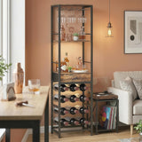 HOMCOM Weinbar-Schrank mit Schublade, Industrieller Barschrank, Weinregal für 12 Flaschen, Glashalter – Produktabbildung 9