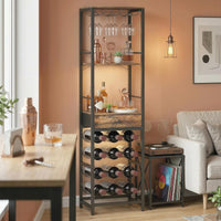 HOMCOM Weinbar-Schrank mit Schublade, Industrieller Barschrank, Weinregal für 12 Flaschen, Glashalter – Produktabbildung 9