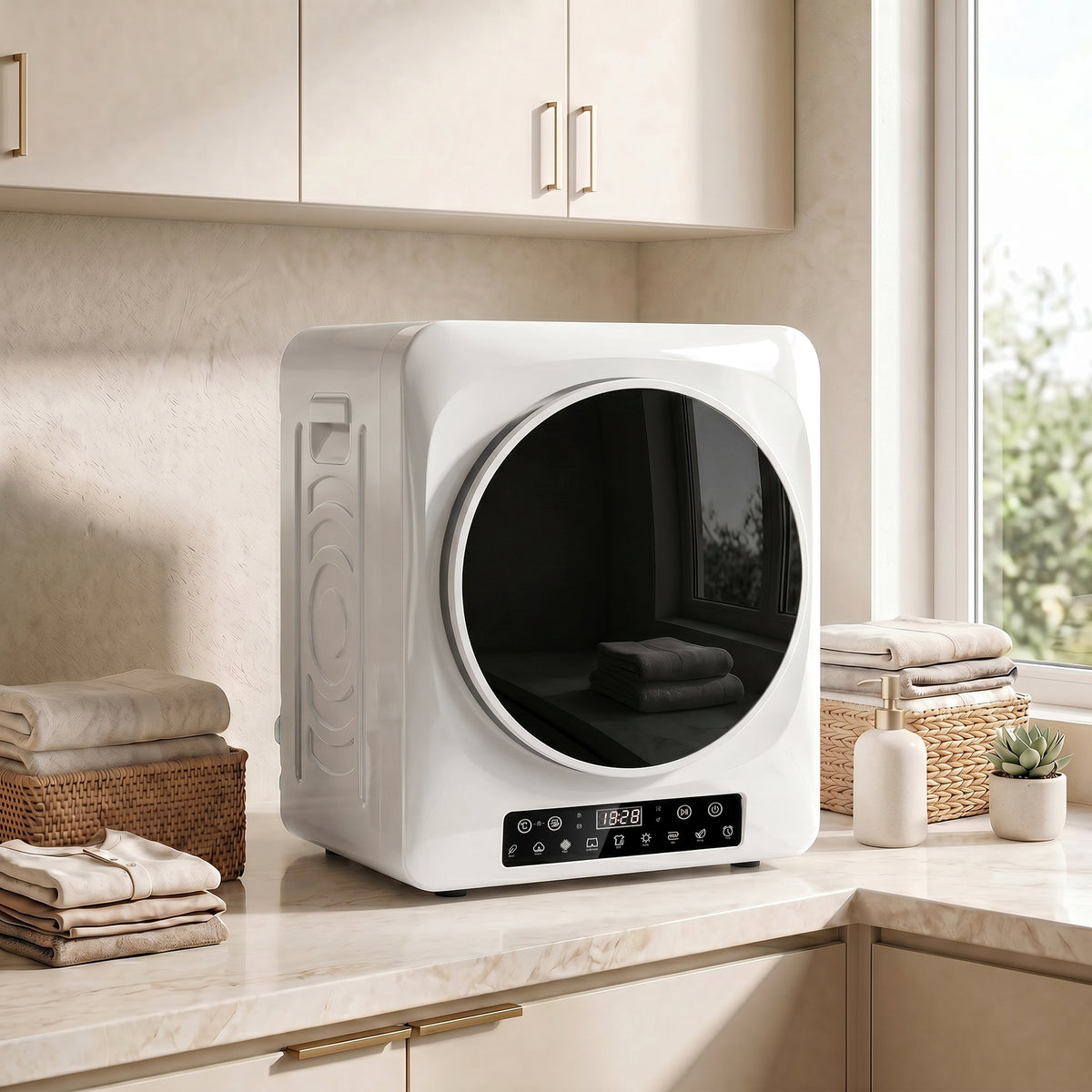 HOMCOM 1000 W Kompakt-Ablufttrockner mit Extra-Trocken & ECO-Modi, Timer- und Temperatureinstellungen – Produktabbildung 2
