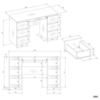 Schreibtisch KUBA + AUFSATZ Set WEISS – Produktabbildung 6