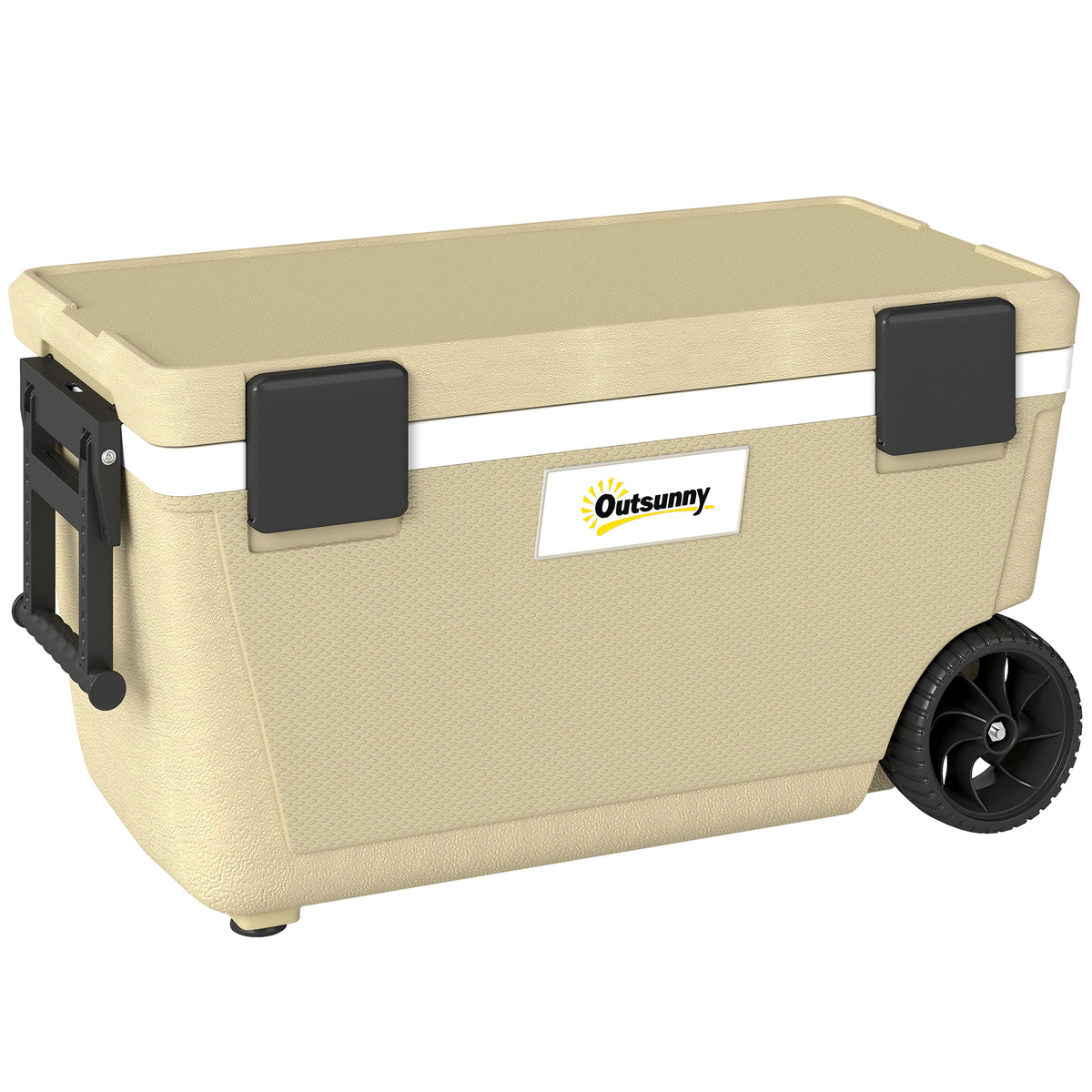 Outsunny Kühlbox 70L Große Passive Thermobox bis zu 72 Std. Kühlung, mit PU-Vollschaumisolierung Rädern