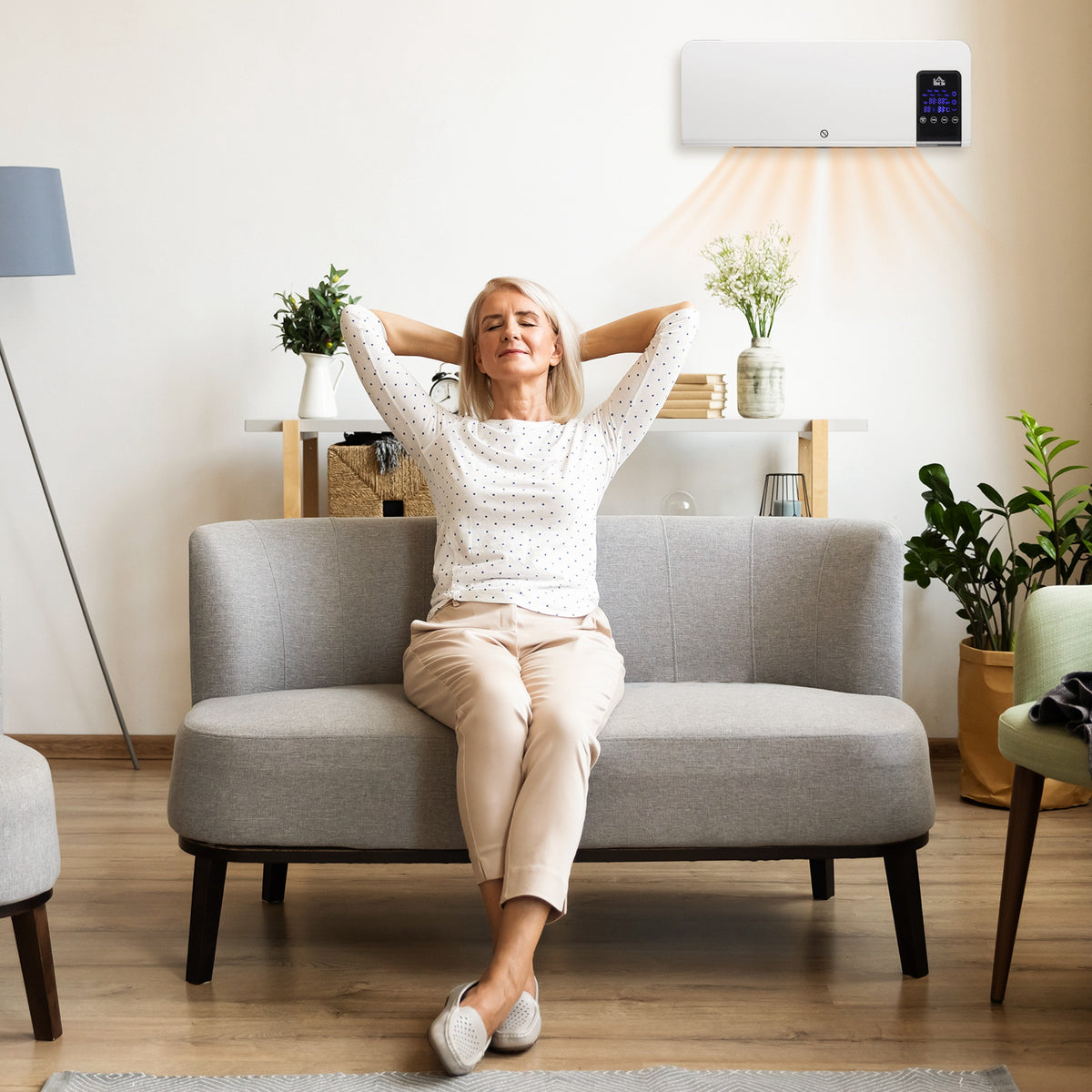 HOMCOM Elektro-Heizung, Wandmontage, Schwingfunktion, 2 Modi, Timer, LED-Anzeige, Weiß – Produktabbildung 8
