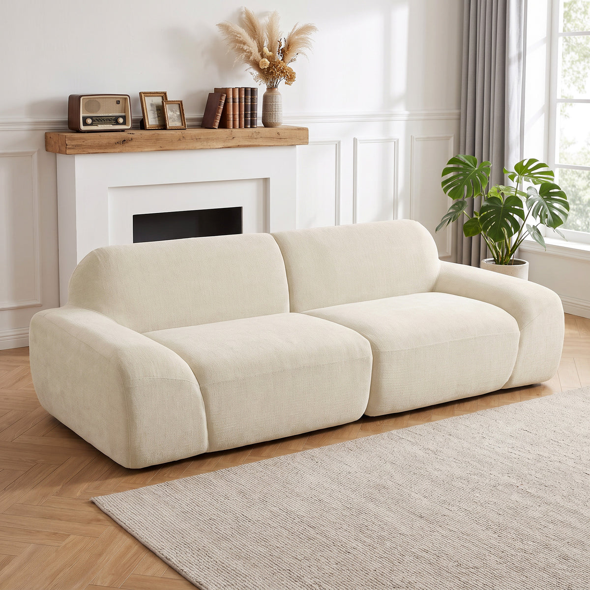 HOMCOM 3-Sitzer-Sofa, abgerundet und rahmenlos, mit großzügiger Sitzfläche, dick gepolstert, keine – Produktabbildung 2