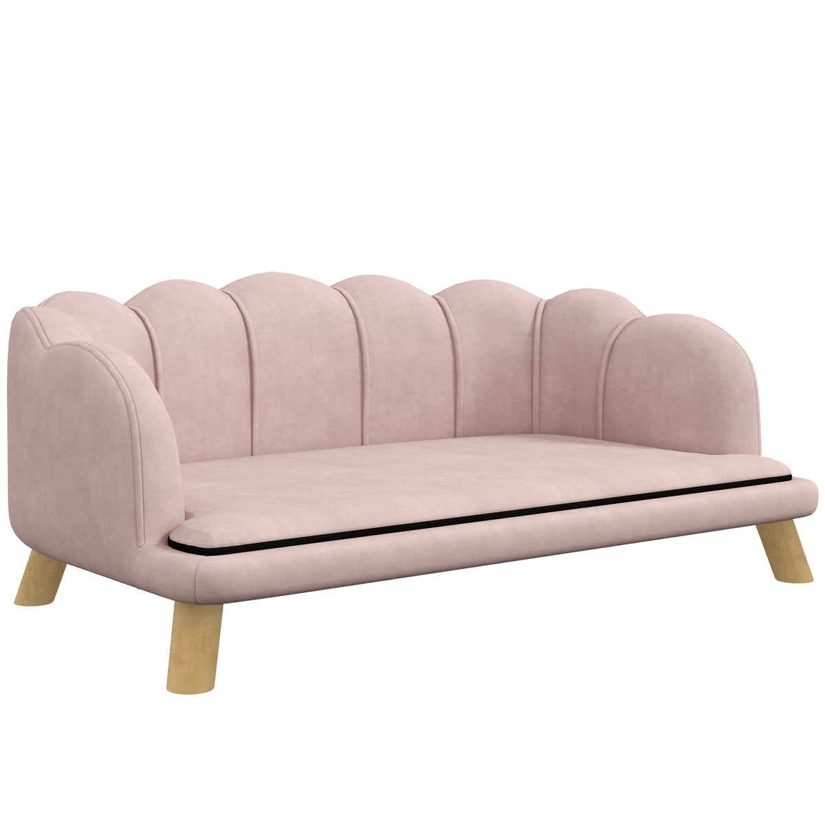 PawHut Haustiersofa für mittelgroße und große Hunde bis 25 kg, robustes Holz, gepolstert, Rosa