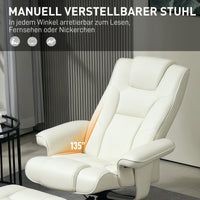 HOMCOM Relaxsessel mit Hocker, Lederoptik, neigbare Lehne, bis 150 kg, Cremeweiß – Produktabbildung 4