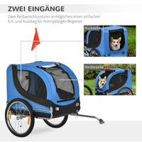 PawHut Fahrradanhänger bis 20kg Universalkupplung Sicherheitsanker Reflektor Stahl Blau+Schwarz – Produktabbildung 4