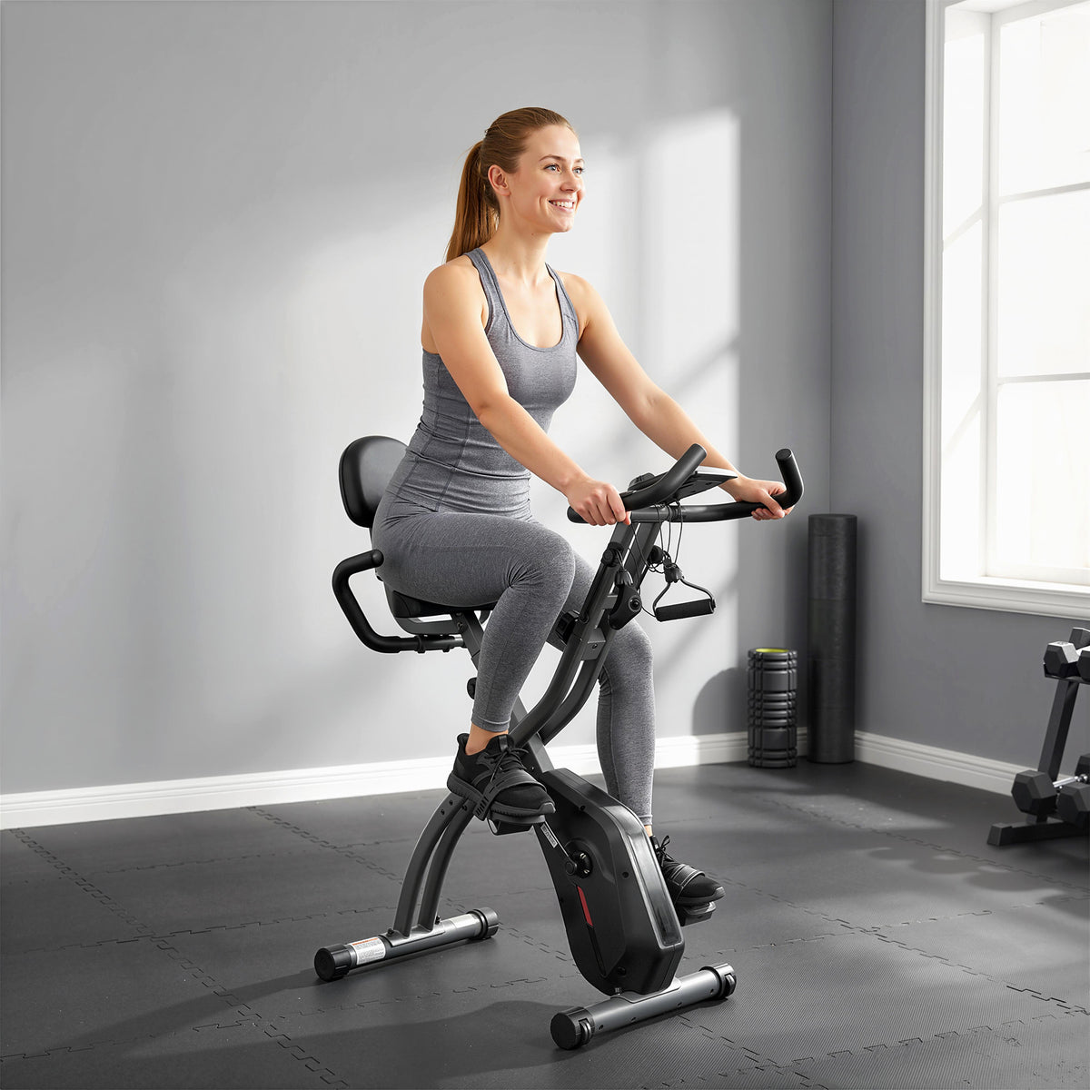 4 in 1 Heimtrainer Fahrrad Klappbar Leise Liegeergometer mit LCD Monitor Bluetooth Herzfrequenz Sensor – Produktabbildung 2
