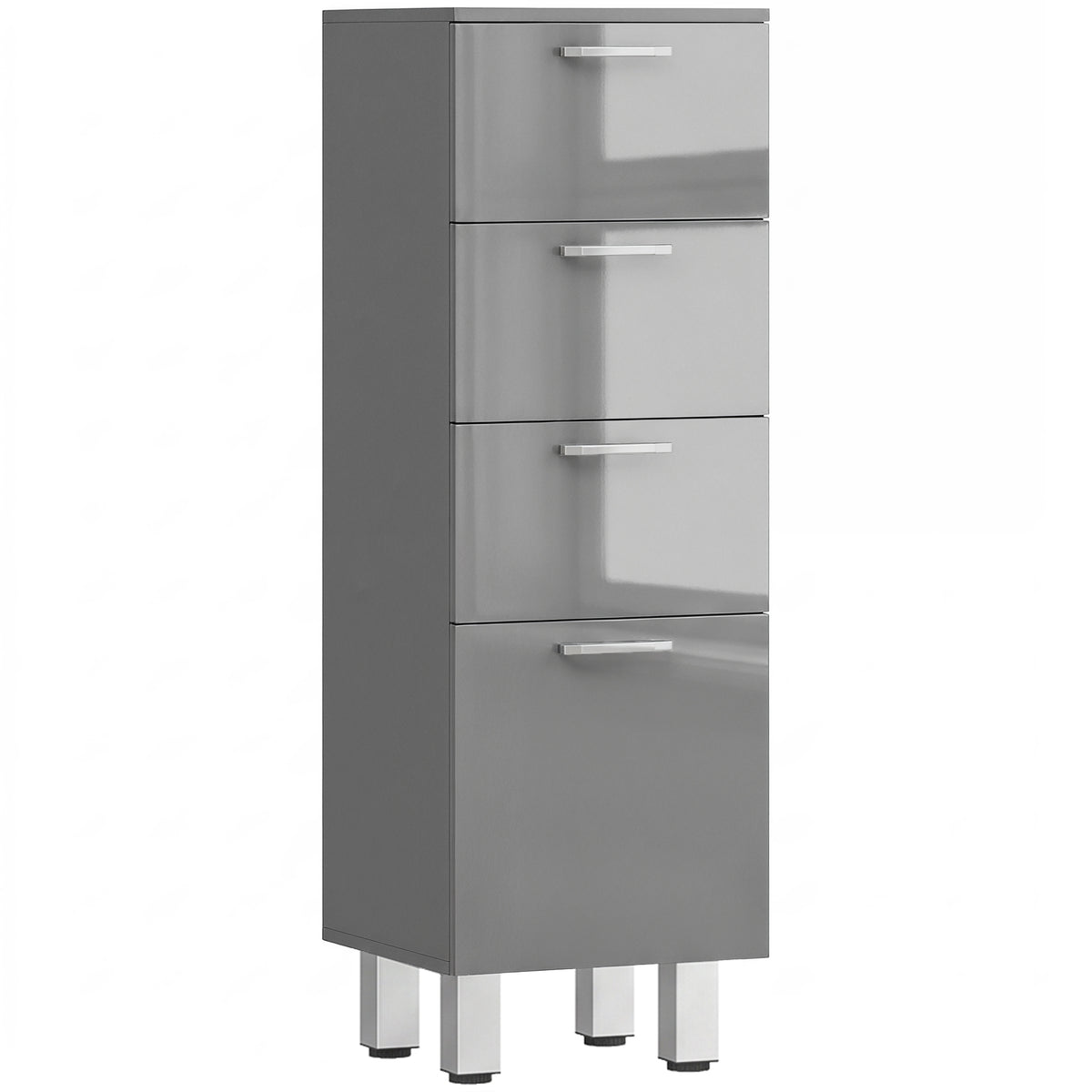 KleanKin Badezimmerschrank, Badschrank, 4 Schubladen, Spanplatte, glatt, Grau