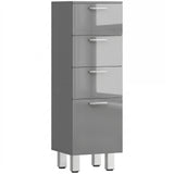 KleanKin Badezimmerschrank, Badschrank, 4 Schubladen, Spanplatte, glatt, Grau