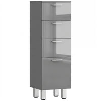 KleanKin Badezimmerschrank, Badschrank, 4 Schubladen, Spanplatte, glatt, Grau