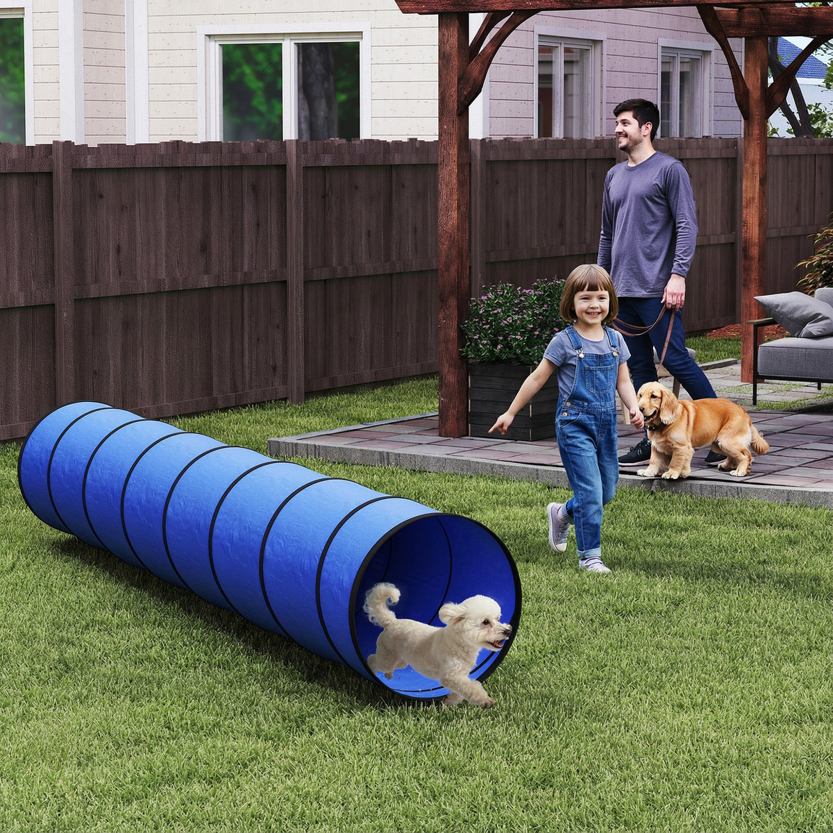 PawHut Hunde Agility Tunnel 300 x 50 cm Hundetunnel mit 4 Bodenankern Tragetasche Spieltunnel für kleine – Produktabbildung 2