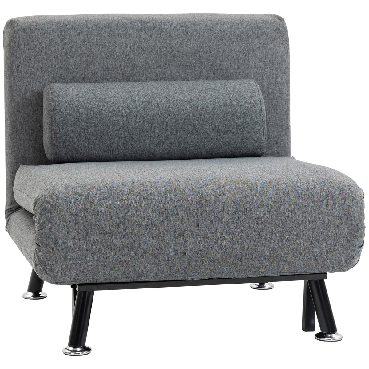 HOMCOM Klappsessel mit Bettfunktion, klappbarer Relaxsessel in Leinenoptik, Verstellbare Rückenlehne, 75 x 70