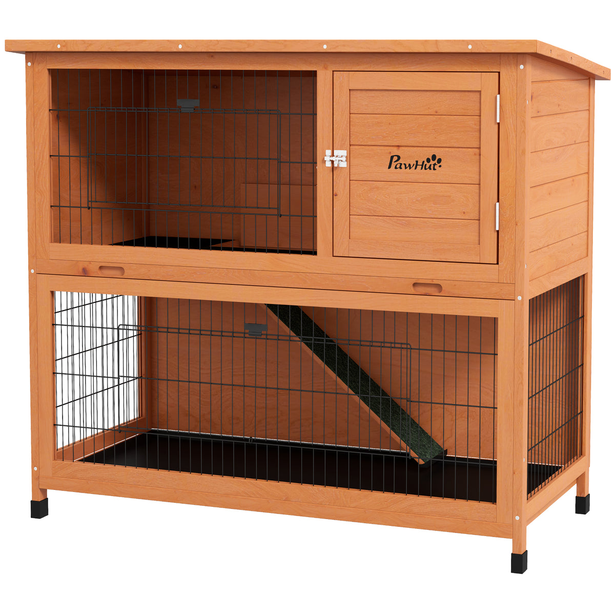 PawHut Kleintierstall Kleintierhaus Nagerstall, wetterbeständig, 2 Bodenwannen, 123 x 63 x 112 cm, Orange