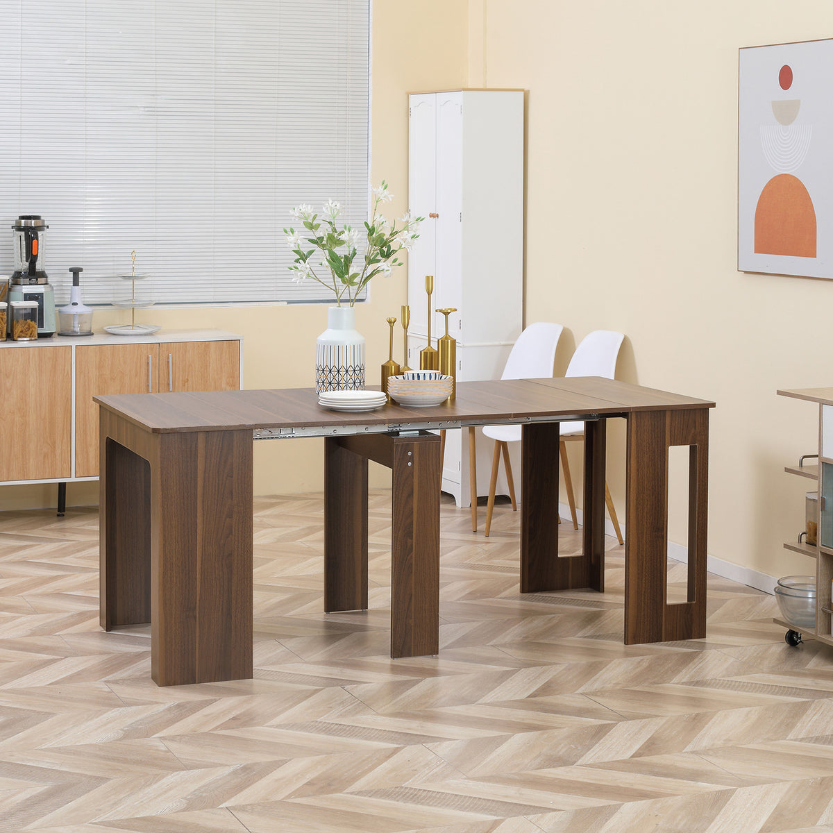 HOMCOM Ausklappbarer Esstisch Ausziehbarer Esstisch Esstisch, mobil, modernes Design, 180cm x 85cm x – Produktabbildung 2
