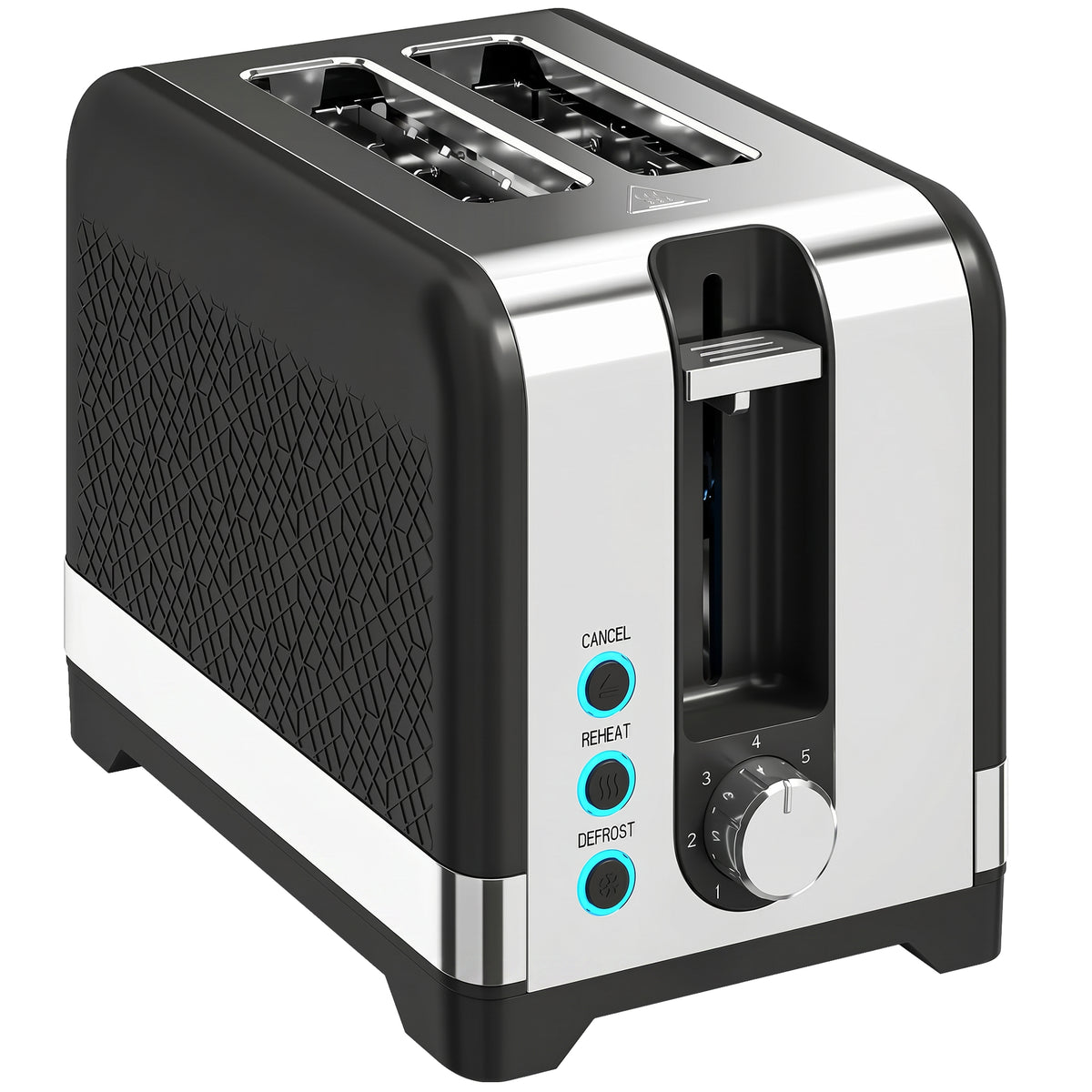 HOMCOM 2-Scheiben-Toaster mit 7 Bräunungsstufen, Aufwärm-/Auftau-/Abbruchfunktionen, Wärmerost, 930 W