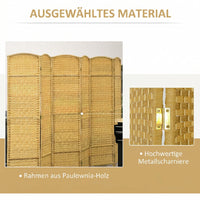 HOMCOM Raumteiler, 6-teilig faltbare Trennwand, Geflechtmuster, Kiefernholz, Naturholz – Produktabbildung 6
